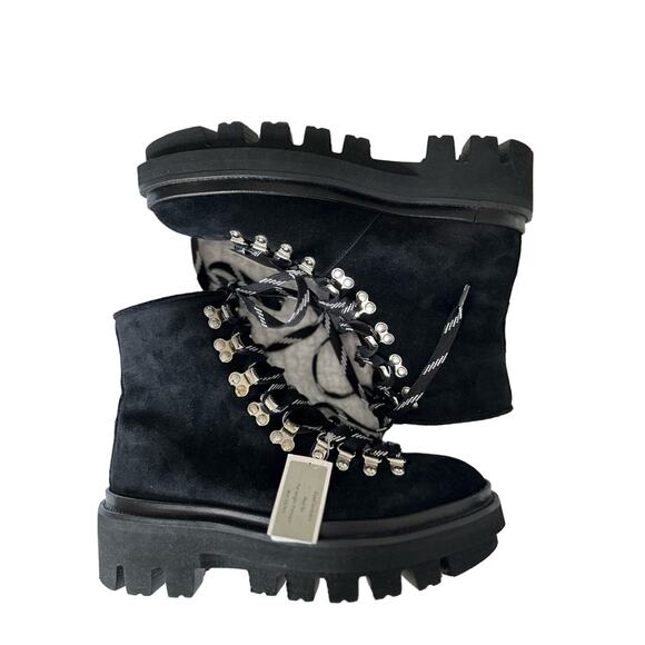 ALLSAINTS WANDA SUEDE combat boots black color US 9 EU 39 - Picture 7 of 16